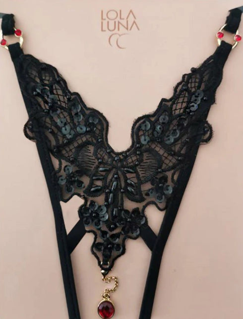 Carla Gift Set / Thong + Necklace in a Lovely Case open string - lolaluna.com