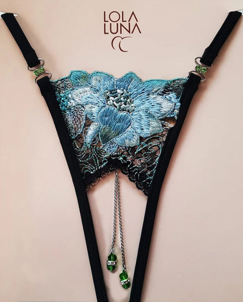Celeste Gift Set / Thong + Necklace in a lovely case open string - lolaluna.com