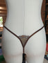 Charline Brown Open Thong – Elegant Lace & Amber Jewel Chains