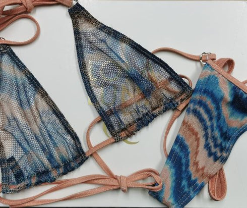 Lazulie · Sheer Thong Bikini · Transparent Mesh Mineral Blue bikini - lolaluna.com