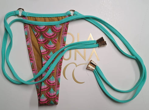 Ounaki · Thong Bikini · Turquoise & Pink Scallops bikini - lolaluna.com