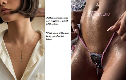 Rose Gift Set / Open Thong + Necklace in a lovely case open string - lolaluna.com