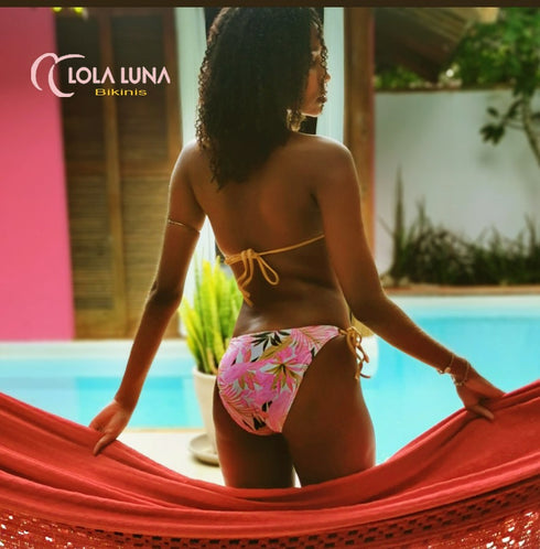 Selenie · Classic Bikini · Pink, White & Beige Lycra bikini - lolaluna.com