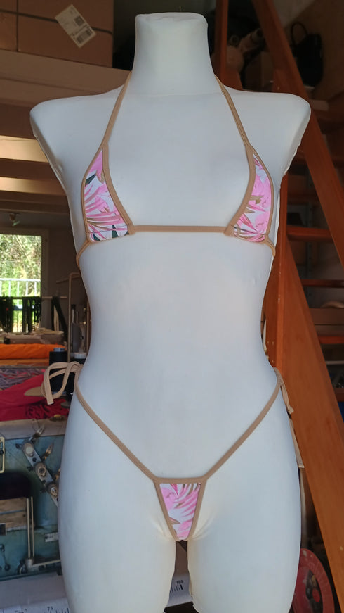 Selenie · Micro Bikini · Pink, White & Beige bikini - lolaluna.com