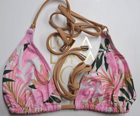 Selenie · Classic Bikini · Pink, White & Beige Lycra bikini - lolaluna.com
