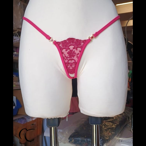 Violine Fuchsia Embroidered Micro Thong Micro string - lolaluna.com