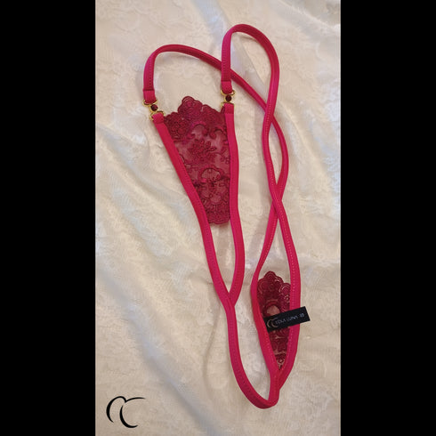 Violine Fuchsia Embroidered Micro Thong Micro string - lolaluna.com