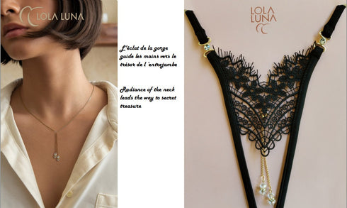 Bonnie Gift Set / Thong + Necklace in a Lovely Case open string - lolaluna.com