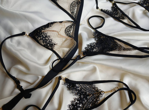 Bonnie set black lingerie set - lolaluna.com