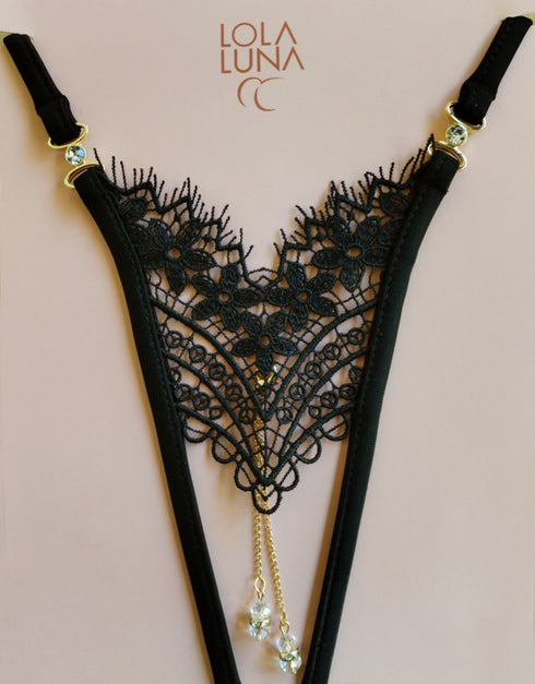 Bonnie Gift Set / Thong + Necklace in a Lovely Case open string - lolaluna.com