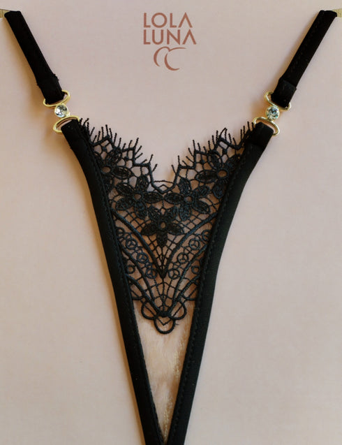 Black thong Bonnie (without bra) Lingerie - lolaluna.com
