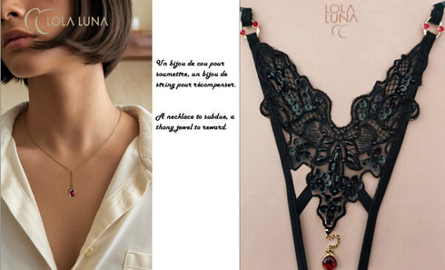 Carla Gift Set / Thong + Necklace in a Lovely Case open string - lolaluna.com