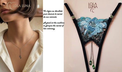 Celeste Gift Set / Thong + Necklace in a lovely case open string - lolaluna.com