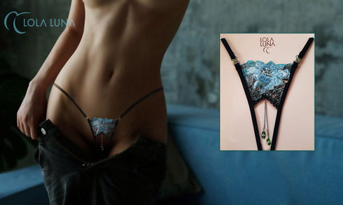 Celeste Gift Set / Thong + Necklace in a lovely case open string - lolaluna.com