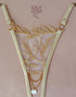 Dora open. Gold Embroidered Open String with Mother-of-Pearl Charm Open G-string - lolaluna.com