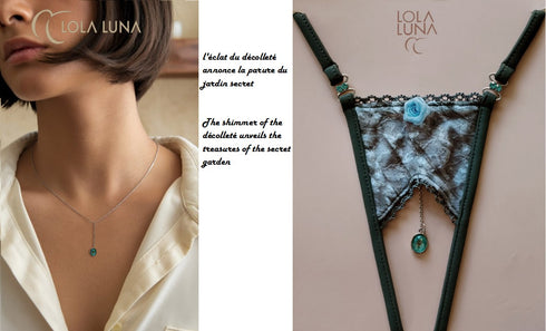 Greta Gift Set / Open Thong + Necklace in a lovely case open string - lolaluna.com