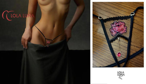 Kali Open G-string made of transparent tulle + jewel Open G-string - lolaluna.com