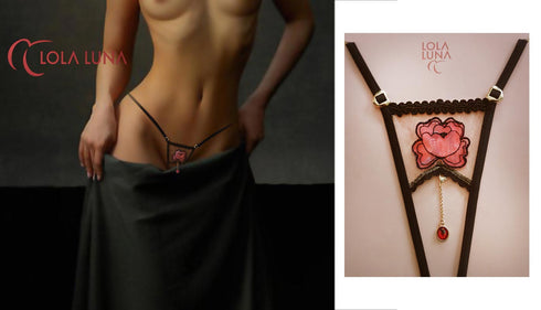 Kali Open G-string made of transparent tulle + jewel Open G-string - lolaluna.com