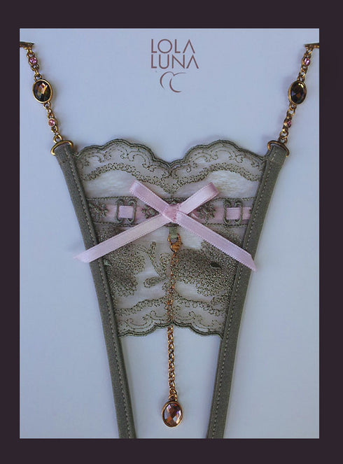 Kanza Open string made with gorgeous embroidered tulle Open G-string - lolaluna.com