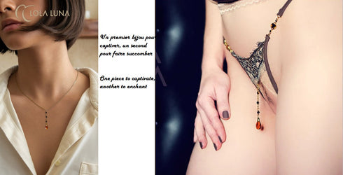 Natacha Gift Set / Thong + Necklace in a lovely case open string - lolaluna.com