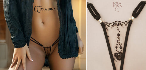 "Tattoo Effect" Lingerie Set Salomé – Intricate Floral Embroidery & Invisible Tulle lingerie set - lolaluna.com