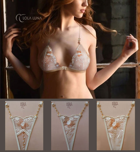 Opalys set with classic triangle bra lingerie set - lolaluna.com