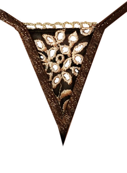 Sofia micro. Gold Embroidered Silk String Micro string - lolaluna.com