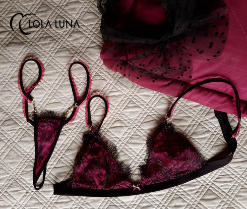 set Scarlett Fuschya lingerie set - lolaluna.com