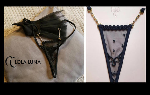 Lena Micro Embroidered Tulle String String Lingerie - lolaluna.com
