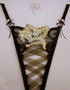 Bombay Closed G-String in Black Tulle and Chocolate Organza closed G-string - lolaluna.com